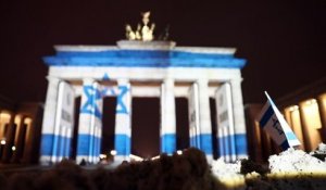 La Porte de Brandebourg illuminée aux couleurs d'Israël