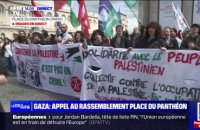 Un rassemblement d'étudiants en soutien au peuple palestinien sur la place du Panthéon à Paris