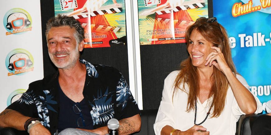 Stéphane Blancafort et Astrid Veillon lors du festival Les Herault du Cinéma et de la Télé au Cap d'Agde, le 25 juin 2022.