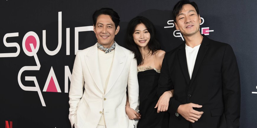 Lee Jung-jae, Jung Hoyeon et Park Hae Soo lors d'une projection de