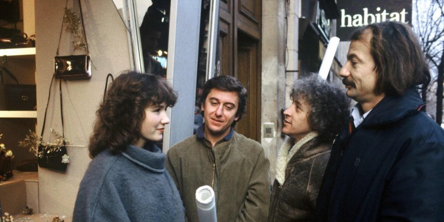 De gauche à droite, Annick Brard, Patrick Poivey, Gérard Surugue et Patrick Chesnais sur le tournage des