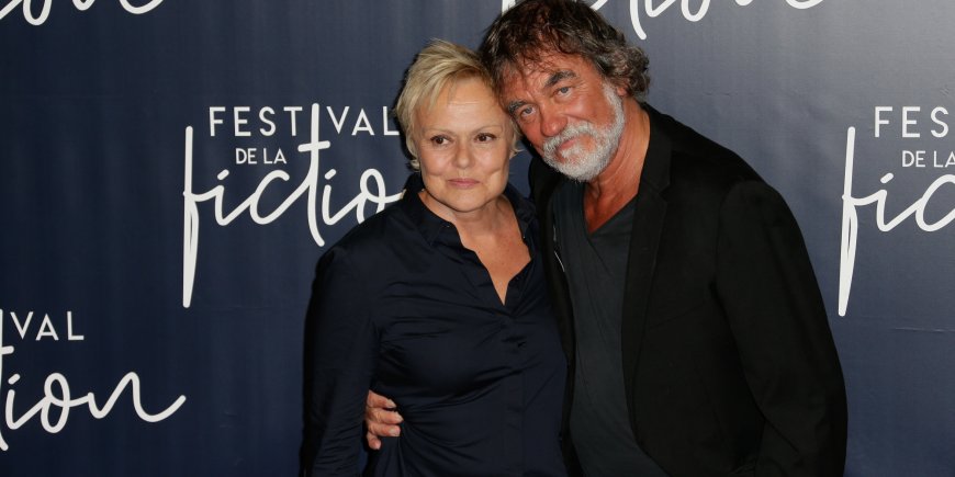 Muriel Robin et Olivier Marchal lors du Festival de fiction TV de La Rochelle, le 13 septembre 2018.