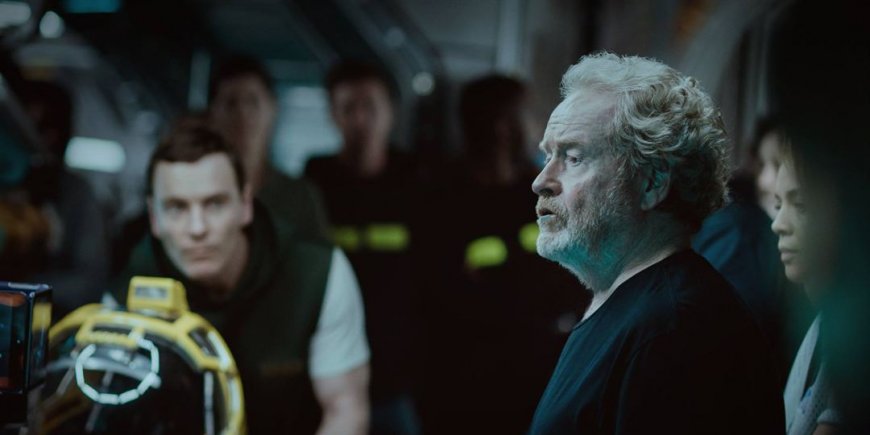 Michael Fassbender et Ridley Scott sur le tournage de