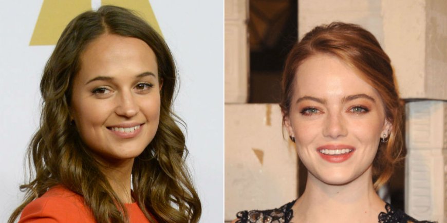 Alicia Vikander au déjeuner des nommés aux Oscars en février 2016 / Emma Stone lors d'un gala en octobre 2015