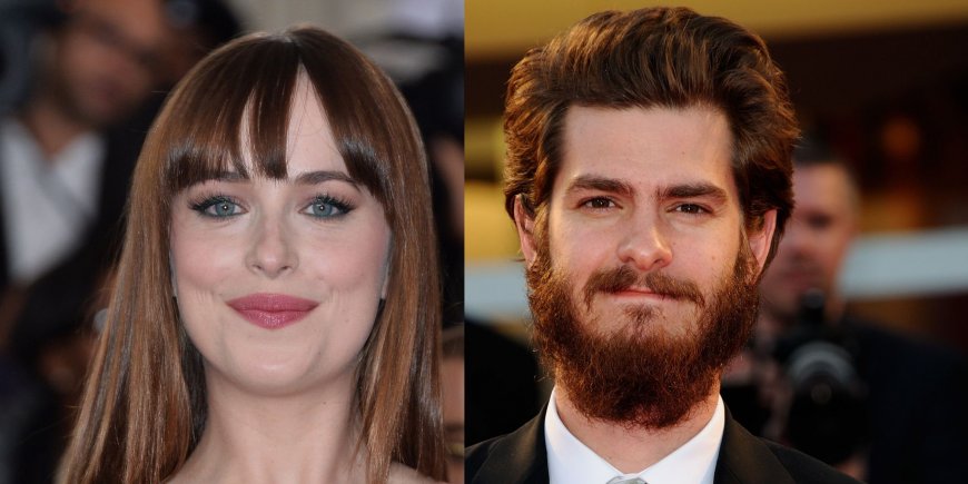 Dakota Johnson lors d'une soirée de gala organisée au MET de New York et Andrew Garfield avant la projection de 99 Homes à la Mostra de Venise en 2014