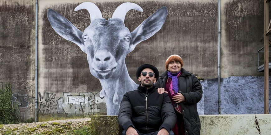 Agnès Varda et l'artiste JR lors du tournage de