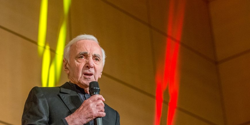 Charles Aznavour en concert à l'Office des Nations Unies à Genève, le 13 mars 2018.