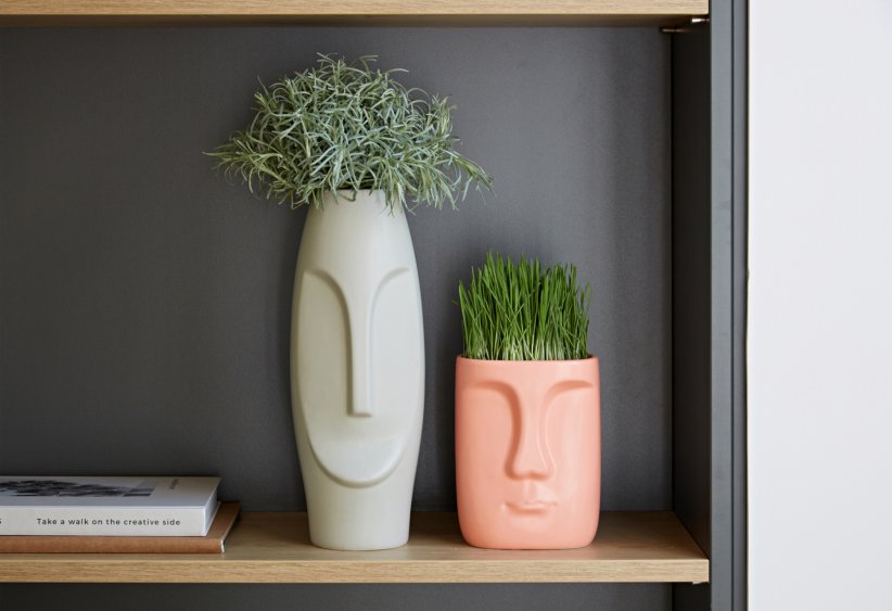 Des vases en forme de visage Des vases en forme de visage