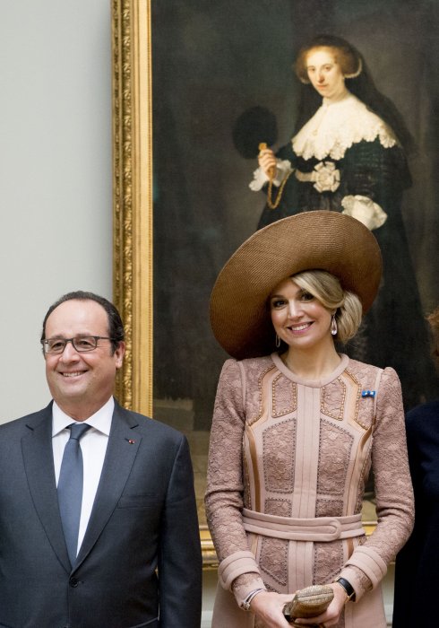 Maxima des Pays-Bas et François Hollande au Louvre le 10 mars 2016 Maxima des Pays-Bas et François Hollande au Louvre le 10 mars 2016