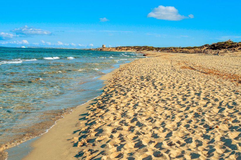 La plage d'Es Cavallet Beach à Ibiza, en Espagne La plage d'Es Cavallet Beach à Ibiza, en Espagne