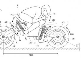 Kawasaki planche sur une moto électrique aux roues qui s'inclinent