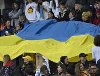 Le drapeau ukrainien très présent Le drapeau ukrainien très présent