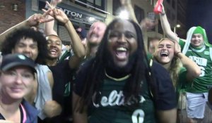 Les fans des Boston Celtics célèbrent le 18e titre NBA