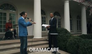 Le rappeur Lin-Manuel Miranda improvise avec Barack Obama