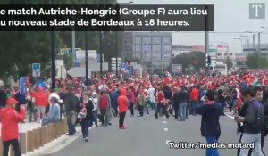 Euro 2016: Autriche-Hongrie: les supporters arrivent au stade de Bordeaux
