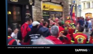 Euro 2016 : Des supporters italiens et belges chantent ensemble "Ti Amo" dans les rues de Lyon (Vidéo)