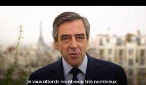 Fillon appelle à venir "très nombreux" le soutenir au Trocadéro