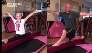 Sa fille fait de la gymnastique, il veut tout faire comme elle. Enfin, il essaie