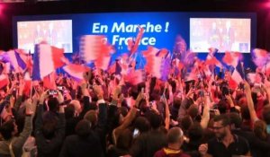 Macron au second tour: explosion de joie à son QG