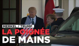 Poignée de main ferme entre Merkel et Trump devant la Maison-Blanche