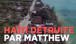 Une vue de drone montre Haïti ravagée par l'ouragan Matthew