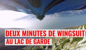 Deux minutes de wingsuit au-dessus du lac de Garde