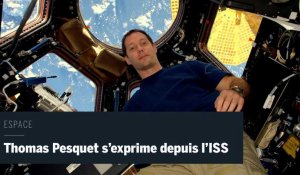 L'astronaute Thomas Pesquet donne une conférence de presse depuis l'epace