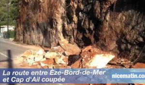 La route entre Èze-Bord-de-Mer et Cap d'Ail coupée
