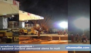 Carrefour Lingostière : le second auvent démonté dans la nuit