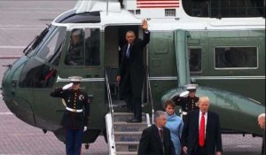 Obama salue la foule après l'investiture de Trump