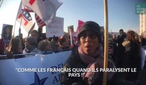 Ronda, américaine à la "Women's march" de Paris : "On devra paralyser le pays comme les Français le font"