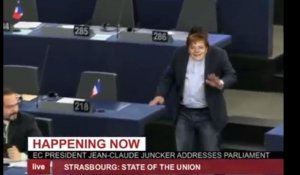 Un député masqué interrompt Juncker en pleine séance au Parlement européen