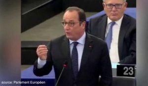 Sortir de l'Europe, de l'euro, "et pourquoi pas de la démocratie" répond François Hollande à Marine Le Pen