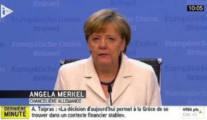Accord Grec : pour Angela Merkel " les avantages dépassent les inconvenients"