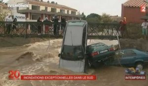 Images des inondations dévastatrices dans les Pyrénées-Orientales et l'Aude
