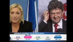 Echange entre marine Le Pen et Jean-Luc Mélenchon sur TF1