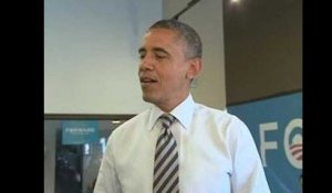 En visite surprise, Obama se dit "confiant" et félicite Mitt Romney