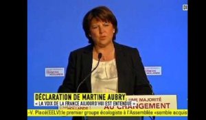 Martine Aubry : "Une pensée particulière pour Ségolène Royal"