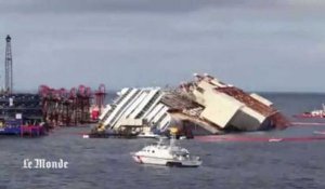 Le redressement du "Costa Concordia" en time-lapse