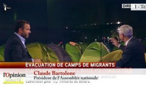 TextO' : Camps de réfugiés démantelés - Claude Bartolone : «Je trouve que c'est une évacuation humaine.»
