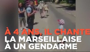 Sacha, 4 ans, chante la Marseillaise à un gendarme