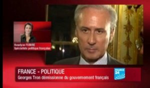Accusé de harcèlement sexuel, Georges Tron quitte le gouvernement (France 24)