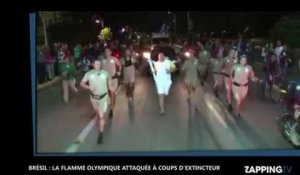 Brésil : Un homme tente d'éteindre la flamme olympique à coups d'extincteur