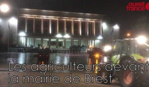 Les agriculteurs devant la mairie de Brest