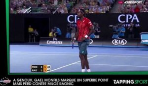 Gaël Monfils : A genoux, il marque un point exceptionnel mais perd contre Milos Raonic (vidéo)
