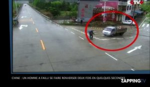 Chine : un homme a failli se faire renverser deux fois en quelques secondes, la vidéo choc !