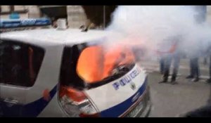 Voiture de police incendiée : Les images chocs de l'attaque des casseurs (Vidéo)