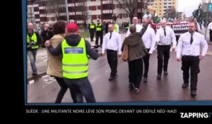 Suède : une militante noire lève son poing devant un défilé néo-nazi ! (Vidéo)