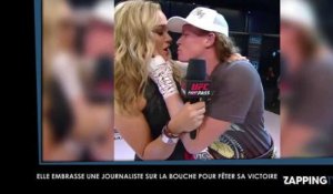 Pour fêter sa victoire, elle embrasse une journaliste sur la bouche (Vidéo)