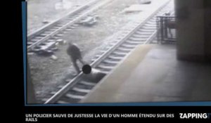 Un policier sauve de justesse la vie d'un homme suicidaire étendu sur des rails